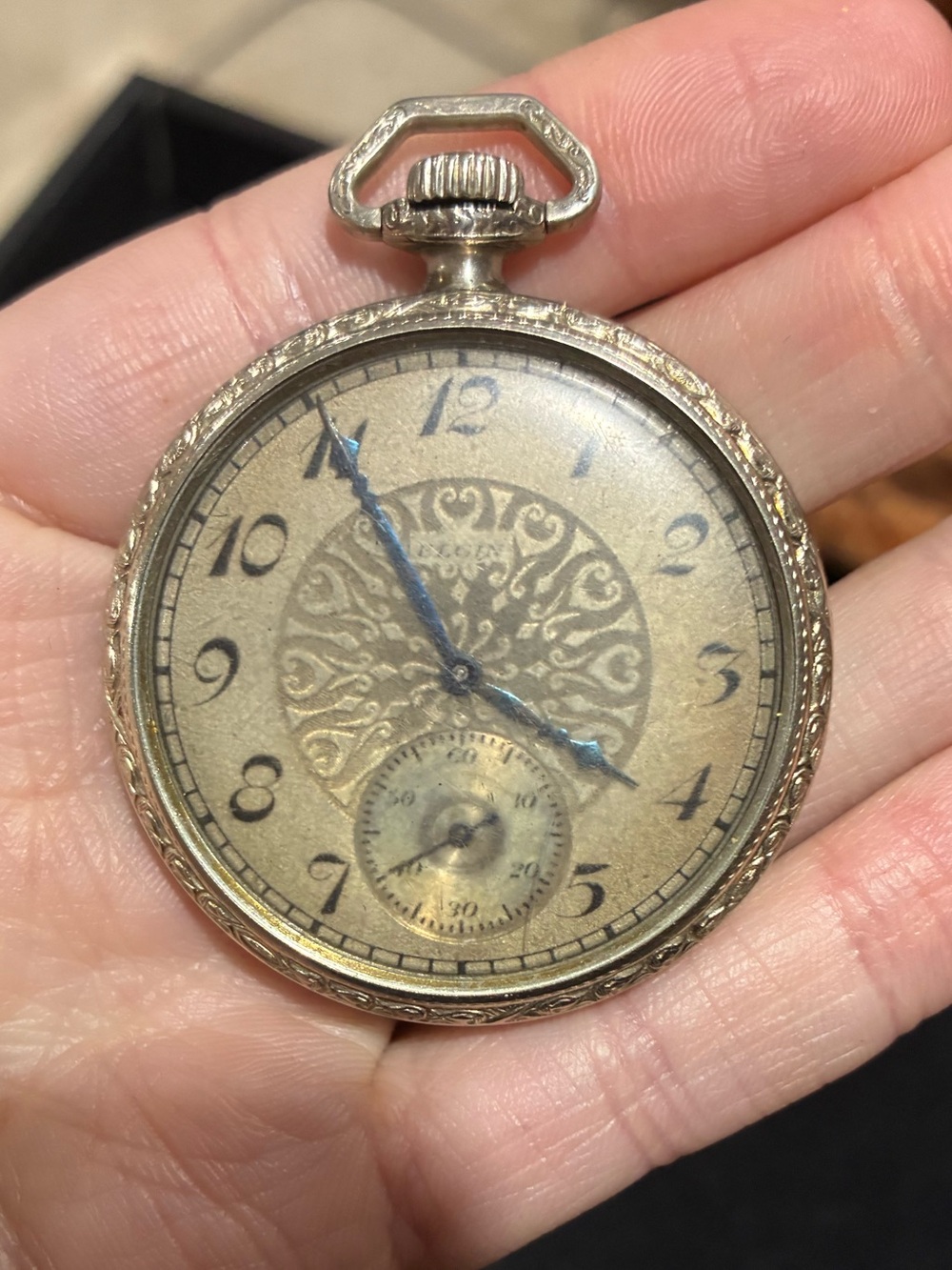 Vintage 1920s Elgin 12s Art Deco Pocket Watch Illinois 14K Gold Filled Case